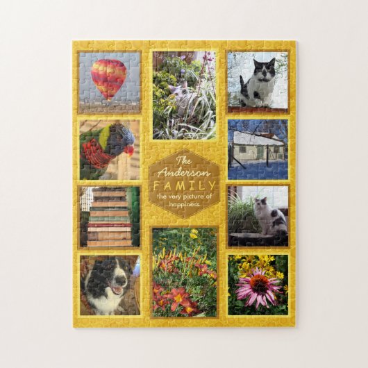 自分の家族の写真のコラージュ名ハニーを作成 ジグソーパズル (縦)