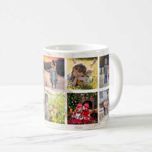 自分の家族の写真のコラージュ大理石を作成 コーヒーマグカップ (正面右)