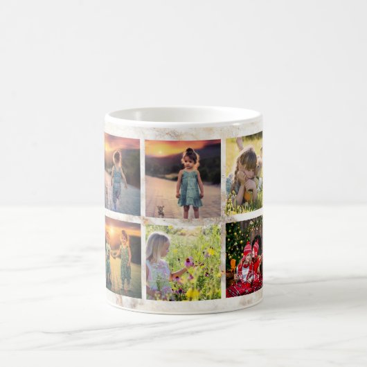 自分の家族の写真のコラージュ大理石を作成 コーヒーマグカップ (中央)