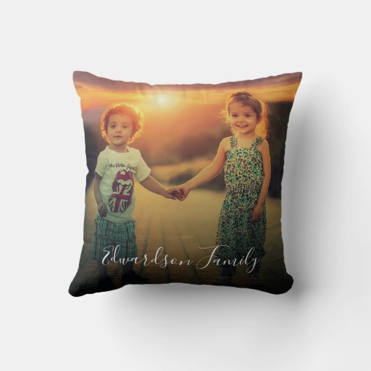 自分の家族の写真のモノグラム名を作成する クッション (裏面)