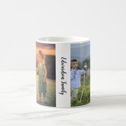 自分の家族の写真のモノグラム名を作成する コーヒーマグカップ (中央)