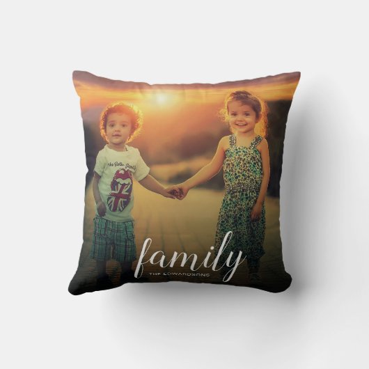 自分の家族の写真の文字オーバーレイを作成 クッション (裏面)