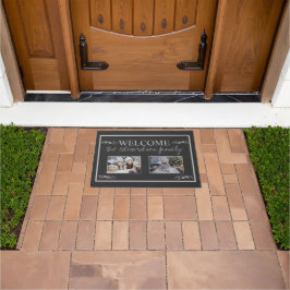 自分の家族の写真を作成するようこそ家族の名前 ドアマット