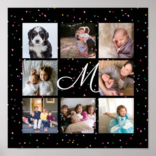 自分の家族の写真を作成するコラージモノグラム ポスター (正面)