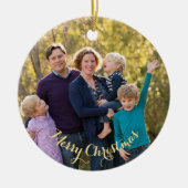 自分の家族の写真を作成するホリデークリスマス セラミックオーナメント (正面)