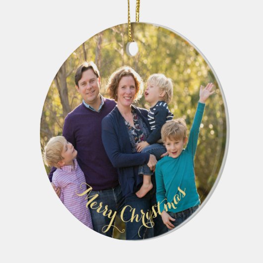 自分の家族の写真を作成するホリデークリスマス セラミックオーナメント (左)