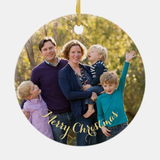 自分の家族の写真を作成するホリデークリスマス セラミックオーナメント (裏面)