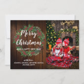 自分の家族の写真を作成するメリークリスマスホリー シーズンカード (正面)