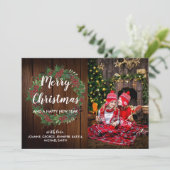 自分の家族の写真を作成するメリークリスマスホリー シーズンカード (スタンド正面)