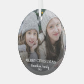 自分の家族の写真を作成するメリークリスマス ガラスオーナメント (正面左)