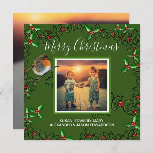自分の家族の写真を作成するメリークリスマス シーズンカード (正面/裏面)