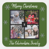 自分の家族の写真を作成するメリークリスマス スクエアシール (正面)