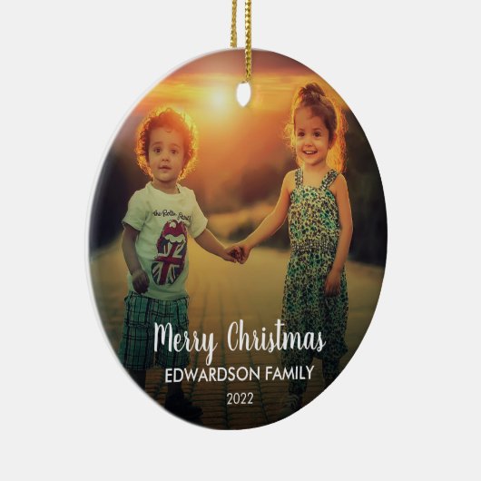自分の家族の写真を作成するメリークリスマス セラミックオーナメント (右)