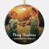 自分の家族の写真を作成するメリークリスマス セラミックオーナメント (正面)