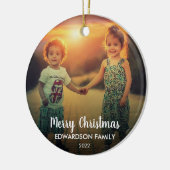 自分の家族の写真を作成するメリークリスマス セラミックオーナメント (左)
