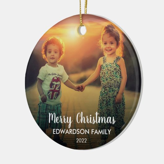 自分の家族の写真を作成するメリークリスマス セラミックオーナメント (左)