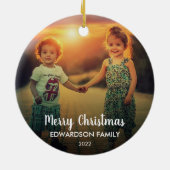 自分の家族の写真を作成するメリークリスマス セラミックオーナメント (裏面)