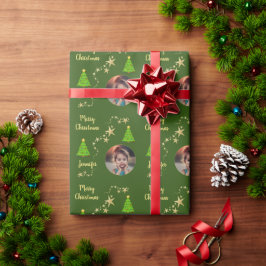 自分の家族の写真を作成するメリークリスマス ラッピングペーパー