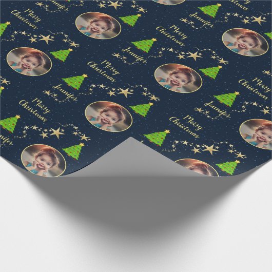 自分の家族の写真を作成するメリークリスマス ラッピングペーパー (角)