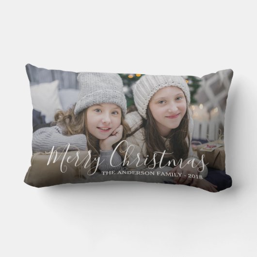 自分の家族の写真を作成するメリークリスマス ランバークッション (裏面)