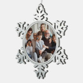 自分の家族の写真を作成する スノーフレークピューターオーナメント (右)