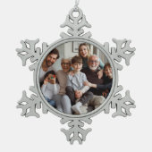 自分の家族の写真を作成する スノーフレークピューターオーナメント (正面)