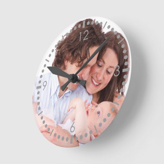 自分の家族の写真を作成する ラウンド壁時計 (傾斜)