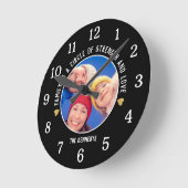 自分の家族の写真を作成引用文ブラック ラウンド壁時計 (傾斜)