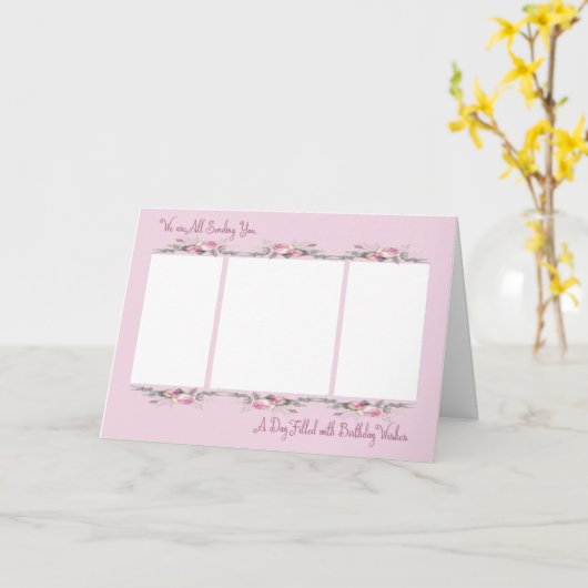 自分の家族の写真を追加する誕生日カード カード (黄色い花)