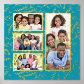 自分の家族の写真を追加する4 Photo Collageフローラ 箔ポスター (正面)