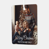 自分の家族の写真カスタムのクリスマスを作成 メタルオーナメント (正面左)