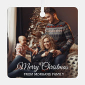 自分の家族の写真カスタムのクリスマスを作成 メタルオーナメント (正面)