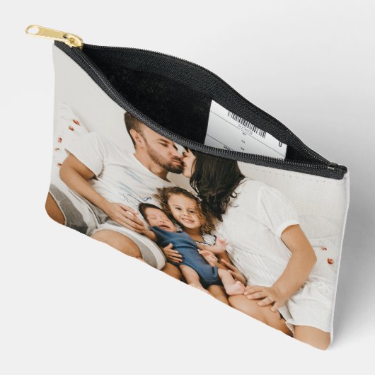 自分の家族の写真カスタムを作成するパーソナライズされた アクセサリーポーチ (見開き)