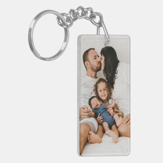 自分の家族の写真カスタムを作成するパーソナライズされた キーホルダー (正面左)