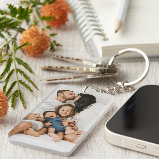 自分の家族の写真カスタムを作成するパーソナライズされた キーホルダー (正面右)