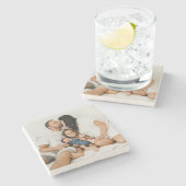 自分の家族の写真カスタムを作成するパーソナライズされた ストーンコースター (横)