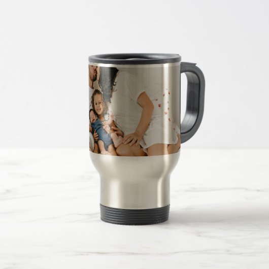 自分の家族の写真カスタムを作成するパーソナライズされた トラベルマグ (正面右)