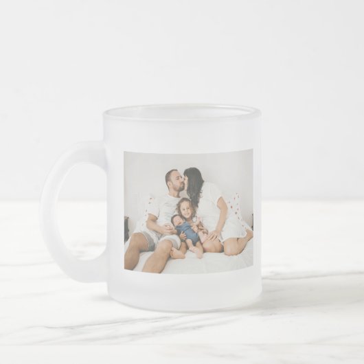 自分の家族の写真カスタムを作成するパーソナライズされた フロストグラスマグカップ (左)