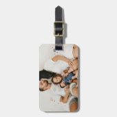 自分の家族の写真カスタムを作成するパーソナライズされた ラゲッジタグ (正面縦)