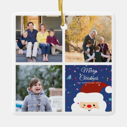 自分の家族の写真コラージクリスマスを作成 セラミックオーナメント (正面)