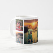 自分の家族の写真コラージュのモノグラム名を作成する コーヒーマグカップ (正面左)