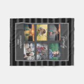 自分の家族の写真コラージュのモノグラム名を作成する フリースブランケット (正面(横))