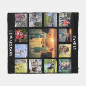 自分の家族の写真コラージュのモノグラム名を作成する フリースブランケット (正面(横))