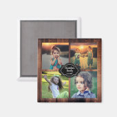 自分の家族の写真コラージュのモノグラム名を作成する マグネット (正面/裏面)