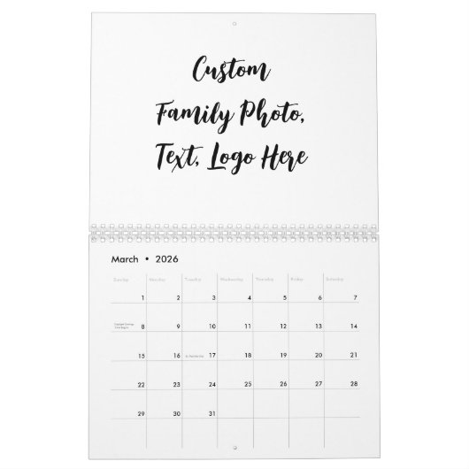 自分の家族の写真パーソナライズされたを作成する カレンダー (3月 2026)