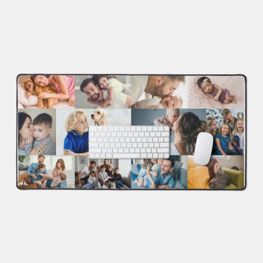 自分の家族の写真パーソナライズされたコラージュを作成する デスクマット (キーボード&マウス)