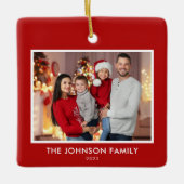 自分の家族の写真モダンをパーソナライズされた作成する セラミックオーナメント (正面)