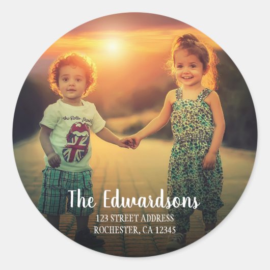 自分の家族の写真差出人住所を作成 ラウンドシール (正面)