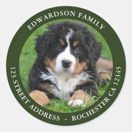 自分の家族の写真差出人住所を作成 ラウンドシール (正面)