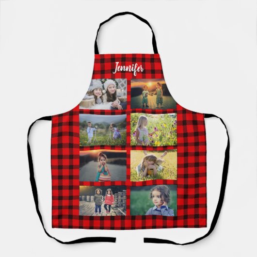 自分の家族の写真用コラージュの名前のエプロンを作成します エプロン (正面)